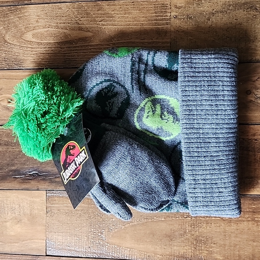Jurassic Park Licensed Toddler Knit Beanie Hat & Mittens